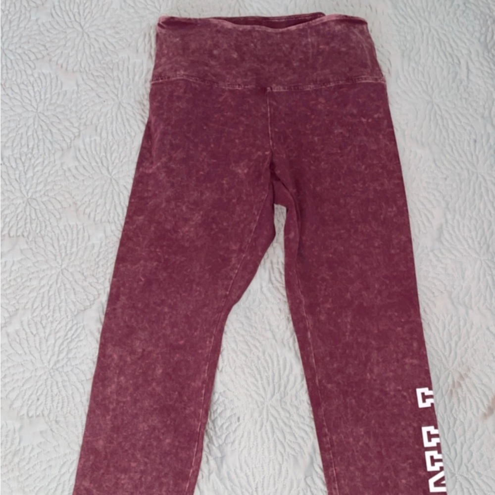 Distressed burgundy high waisted cotton leggings Pink by Victorias Secret
